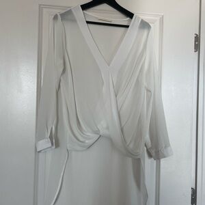 Vicolo Elegant White Draped Blouse